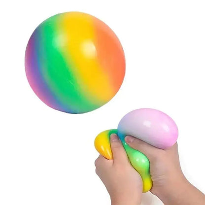 Gradient Rainbow Powder Stress Relief Ball Toy Squeezing Slow Rebound Jump Ball Children's Finger Training Toy Ball Gift