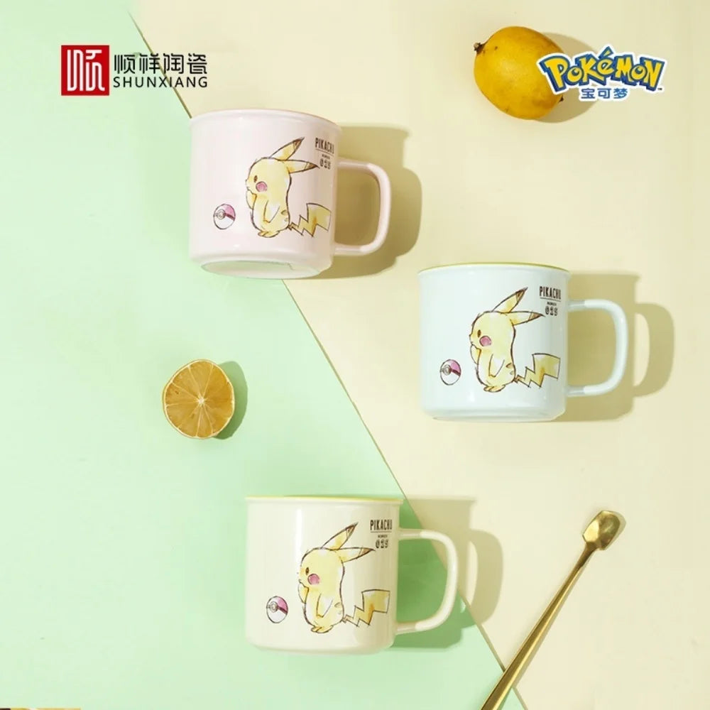 SHUNXIANG Pokémon Licensed Pikachu Ceramic Mugs Kawaii Pattern Breakfast Milk Cup Kids Coffee Cups Drinkware Gift