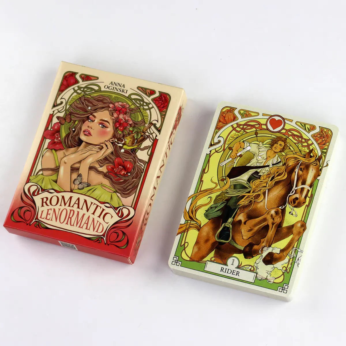 Romantic Lenormand Oracle Cards 10.2*7.2cm English Vision Art Nouveau Floral Motifs 37 Pcs Deck 4*2.8inch For Party, Board Games