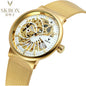 SKROX Luxury Brands Fashion Man Wrist Watches Steel Skeleton Ultra Thin Mechancical Clock Mesh Strap Waterproof Manual Movement