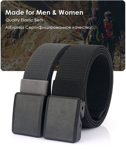 New Metalless Elastic Belt for Men and Women Premium Plastic Buckle Stretch Casual Belt 120cm Jeans Girdle Male
