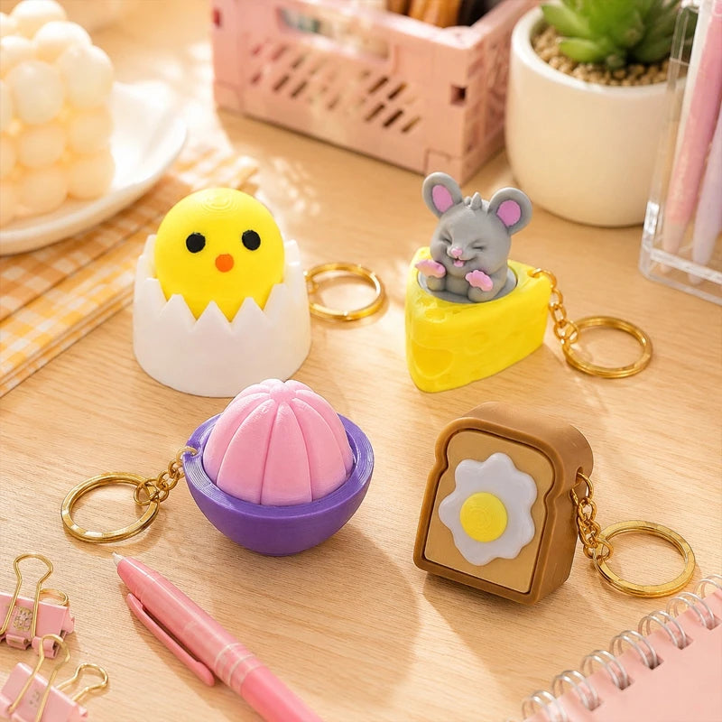 Turtle Keycap Keychain Cartoon Animals Keyboard Clicker Fidgets Click Anti-stress Pendant Charms Keyrings Birthday Gifts 키캡