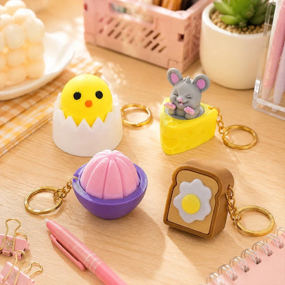 Turtle Keycap Keychain Cartoon Animals Keyboard Clicker Fidgets Click Anti-stress Pendant Charms Keyrings Birthday Gifts 키캡