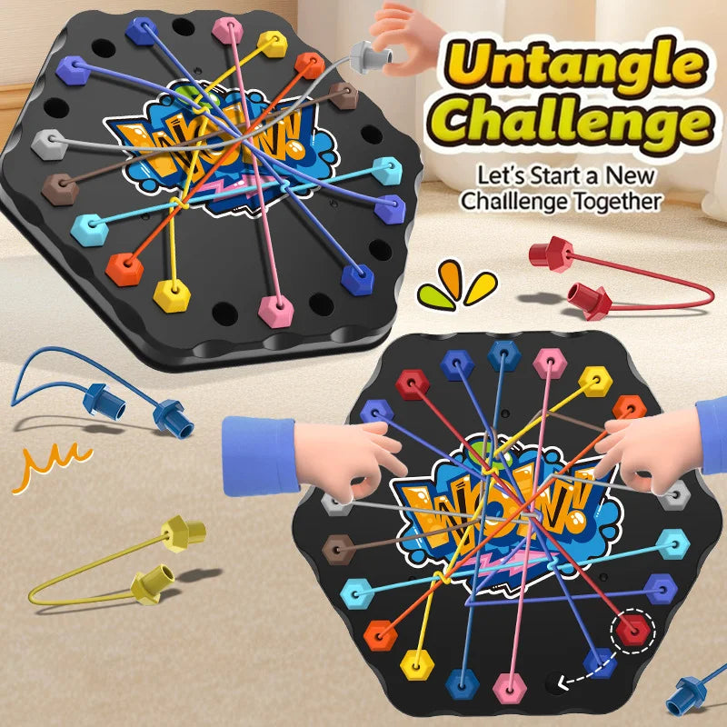 Children Puzzle Board Game Untangle Rope Knots Challenge Social Party Parent-Child Activities Knotted Rope Educational Toy