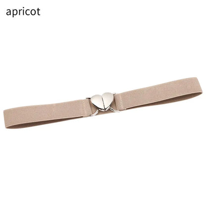 2022 Children Stretch Belts Girls Multicolor Adjustable Elastic Waist Belts with Heart Shape Buckle Waistband Accessories