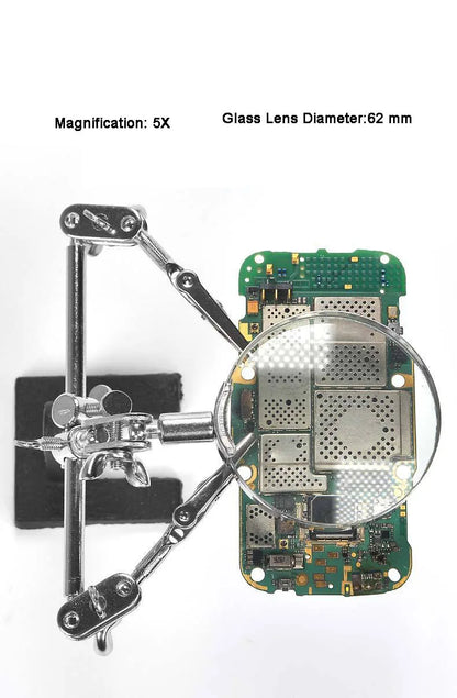 Helping Third Hand Tool Soldering Stand with 5X Welding Magnifying Glass 2 Alligator Clips 360 Degree Rotating Adju Repair Tools