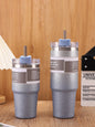 Gradient starlight double-layer stainless steel insulated and chilled cup - with a straw, flat-bottled cup, coffee cup, car cup