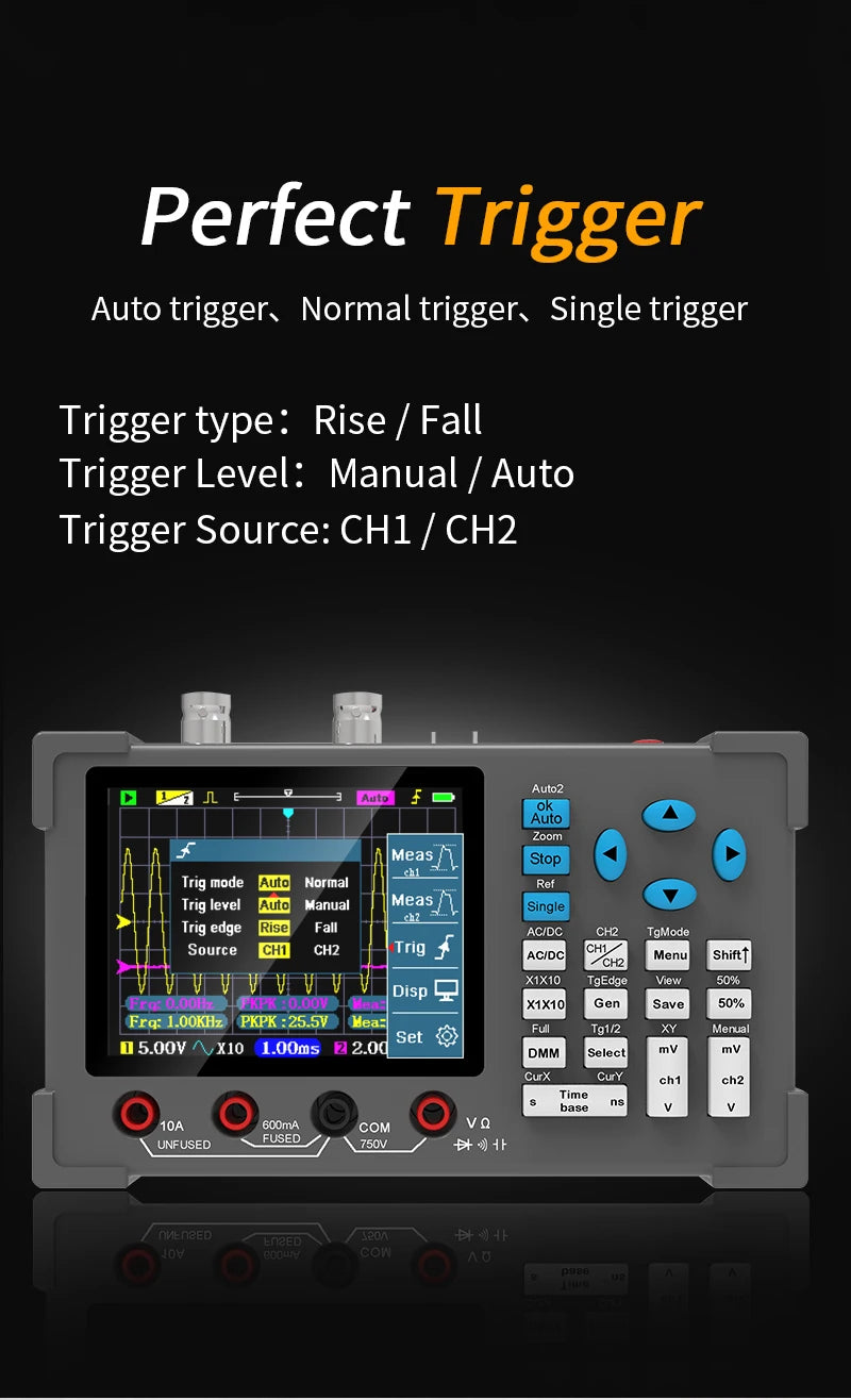 ZEEWEII DSO3D12 3.2 Inch Desktop Digital Oscilloscope 120M Bandwidth Dual Channel Multimeter and Signal generator 3 in 1