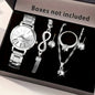 2026 6pcs/set Elegant Women Quartz Watch Fashion Simple Dial Ladies Wristwatch Rhinestone Jewelry Set Reloj Mujer（Without Box）