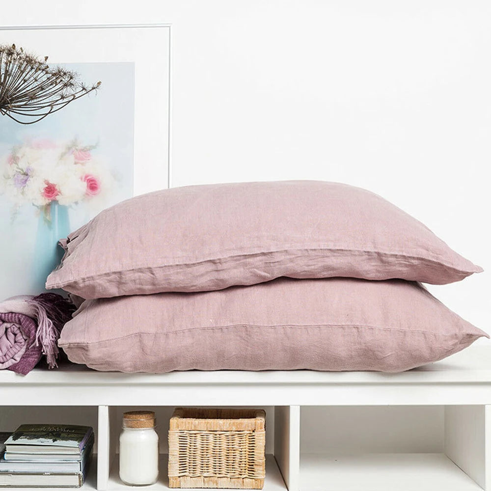 100% French Linen Soft Breathable Pillow Covers Decorative Square Throw Pillow Covers for Bed Couch Sofa Envelope Closure