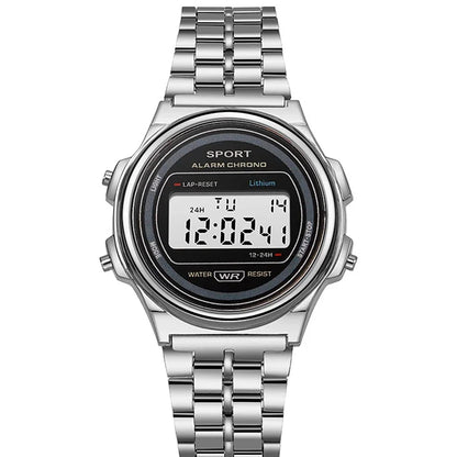 YIKAZE Steel Men's Watch Classic Business Men Digital Watches Alarm Chrono Electronic Wristwatch Sports Clock for Man Women
