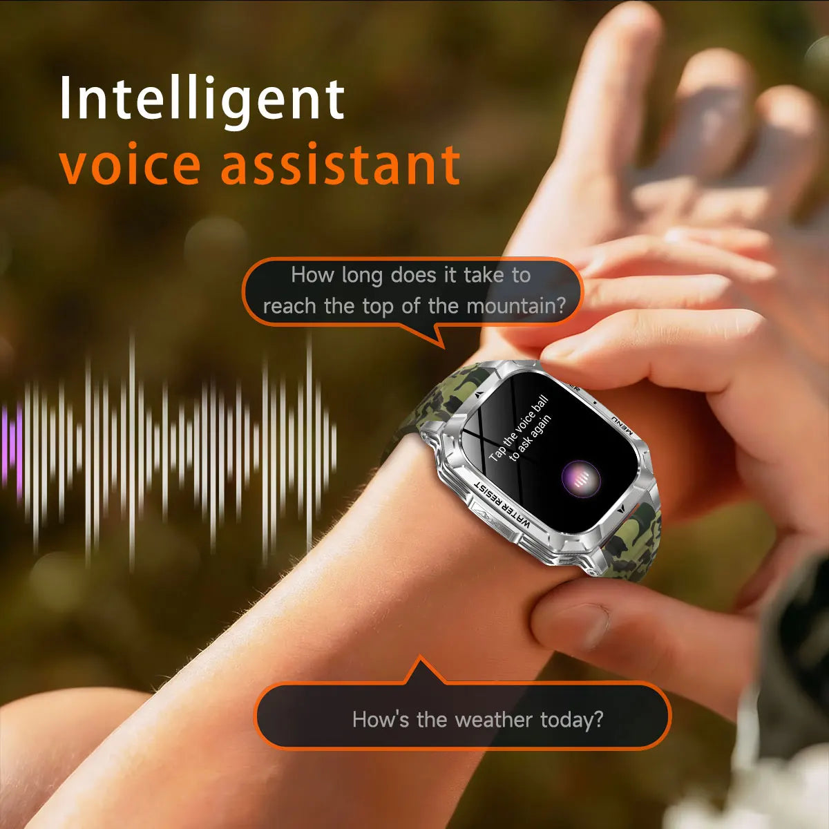 New Rugged Military Smart Watch Men 1400 mAh battery 2.01inch Bluetooth Call Health monitoring device LED flashlight Smart watch
