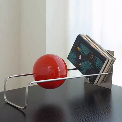 Modern Gravity Ball Book Holder – Bauhaus Mid-Century Desktop Organizer, Chic Magazine & Newspaper Rack, Stylish Office Desk