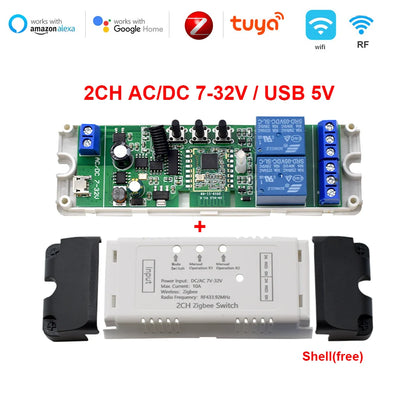 Tuya Zigbee Relay 4CH Smart Home Switch Module APP Remote Control Wireless Radio RF 433 4 Channel Relay for Zigbee Gateway Hub