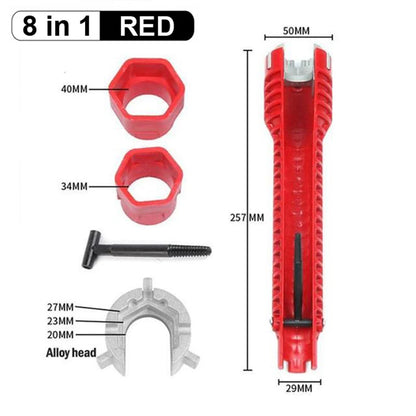 New 8 In 1 Multi Purpose Faucet and Sink Installer Wrench Anti-Slip Handle Double Head Wrench Tool Extra-long design Wrench Tool