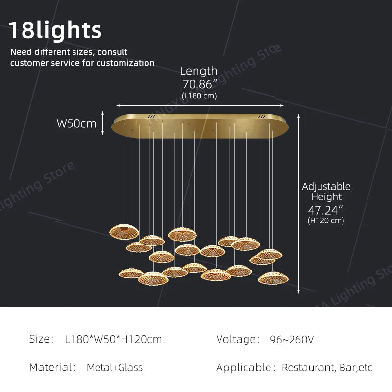 Modern Restaurant Pendant Lamp for Villa Dining Table Bar Kitchen Island Hanging Light for LED Glass Dining Room Chandelier