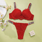 New V Lace Lingerie Set Women's Sexy Bra and Panty Set Comfortable push up Shapewear Adjustable Padded Gathered
