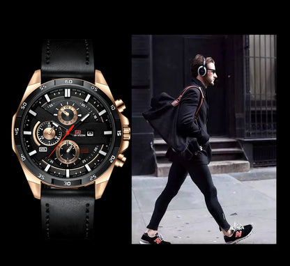 Man Sports Watches Fashion Racing Series 46mm Black Leather Clock VA VA VOOM Quartz Movement 3Bar Waterproof Wrist Watch for Men