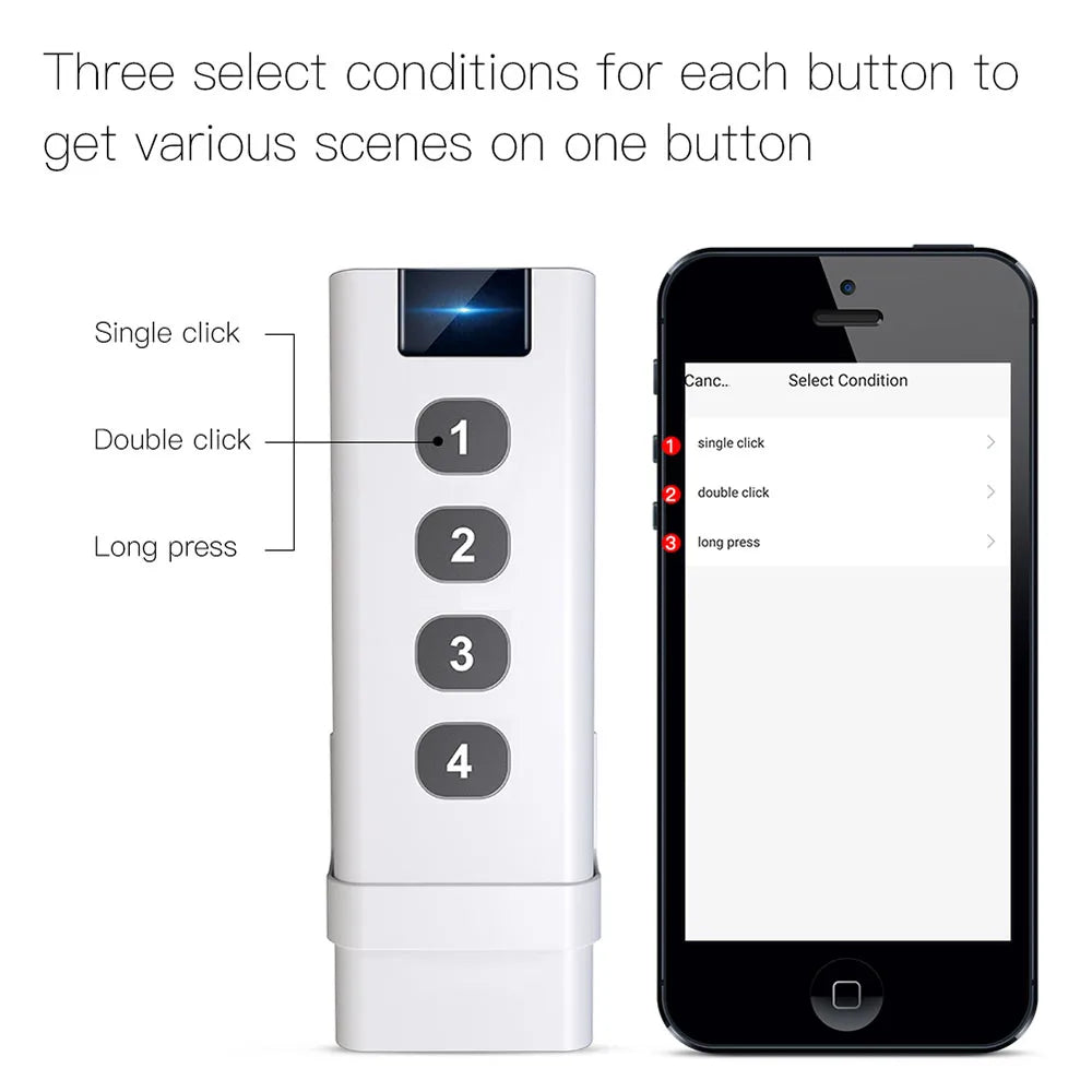 Tuya ZigBee Smart Scene Switch 1-4 Gang Portable Mini Design For Home Smart Life Remote Control Automation Scenario Switches