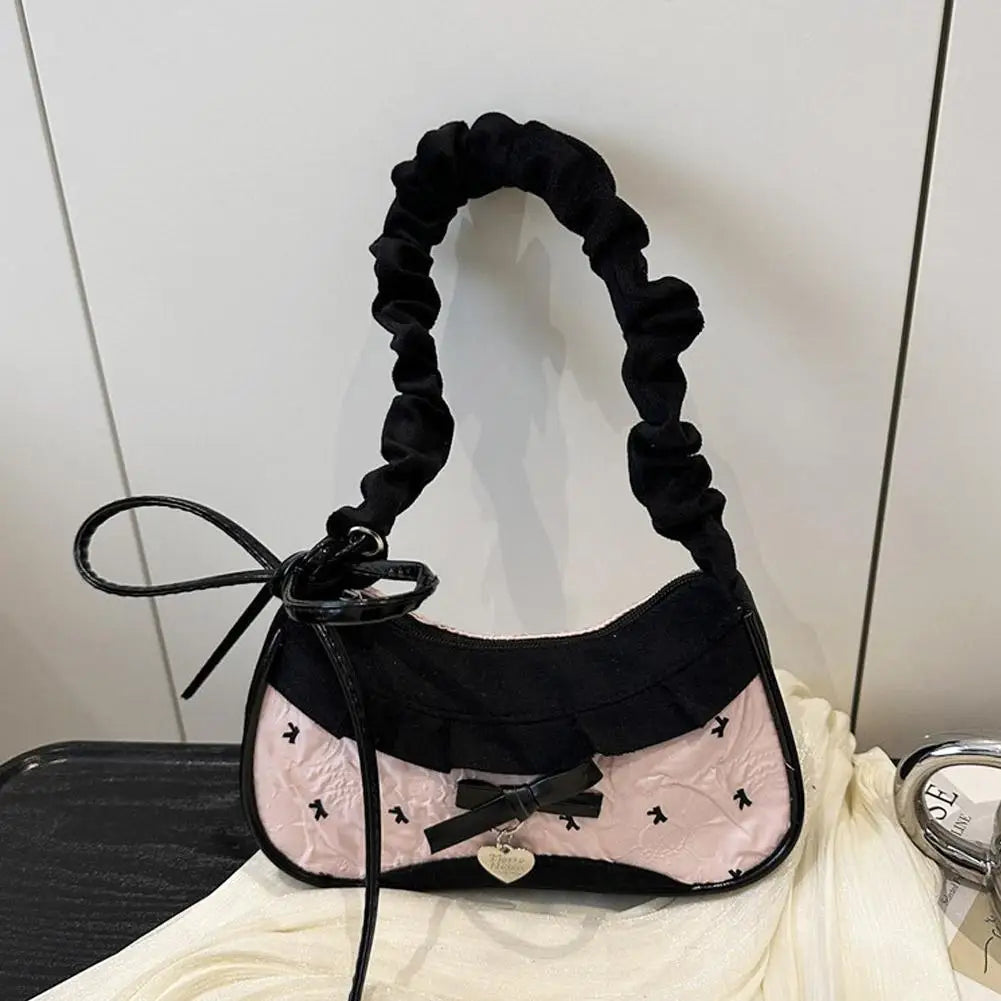 Fashion Grid Mini Handbag with Adjustable Shoulder Strap Korean Style Hand-held Commuting Bag Single-Shoulder Crossbody Underarm