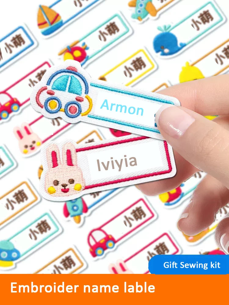 Customized Name Embroidery Stickers Sewing Tag For Kids Children Cloth Schoolbag Towel Washable Name Label