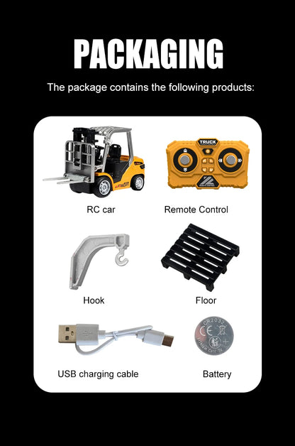 2026New Full-Scale Mini Excavator Tipper Truck 1:64 Remote Control Engineering Vehicle Mini Forklift Birthday Gift Toy RC Trucks