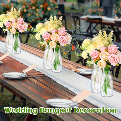 Striped Design Clear Plastic Vases for DIY Floral Arrangements Durable Home Wedding Table Centerpiece Decor