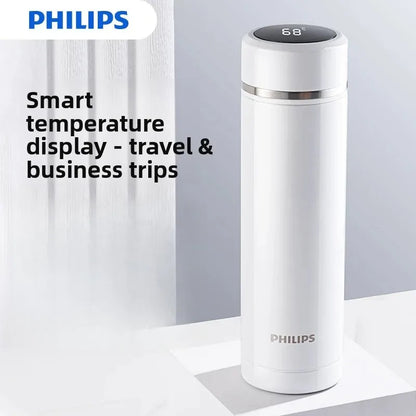 White Philips Smart Insulated Bottle Real-time Water Temperature Check Leakproof Men Women Daily Drinking water bottle