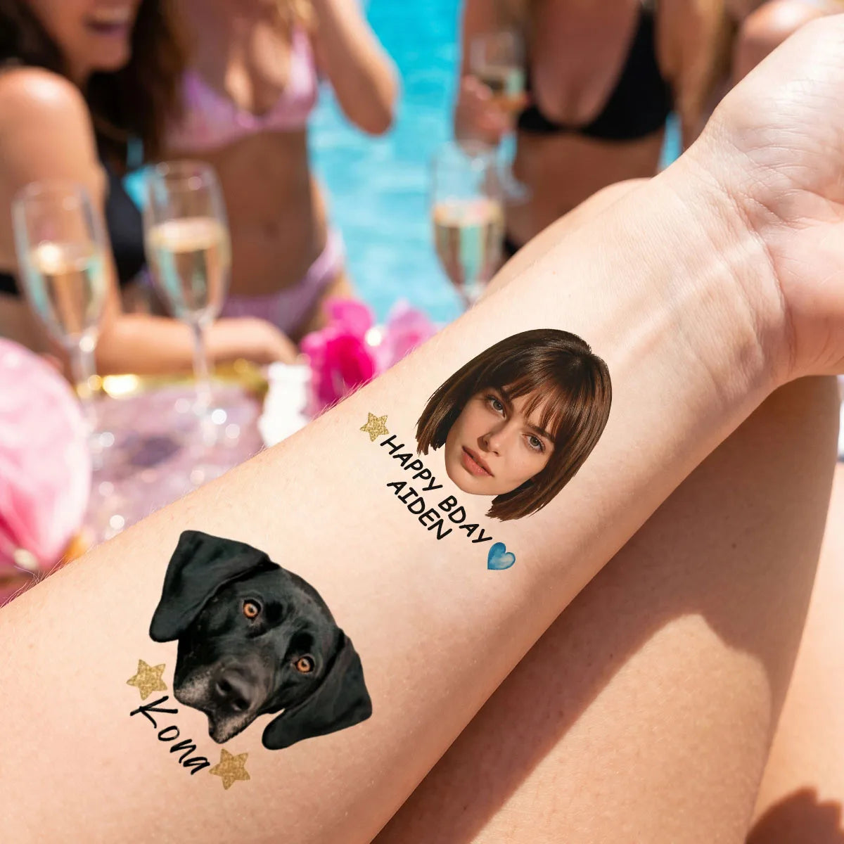 Custom Photo Temporary Tattoos, Personalized Name Face Tattoo Stickers, Customized Bachelorette Party Tattoos