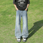 Mens Jeans Man Pants Wide Leg Bootcut Denim Retro Embroidery Fashion Straight Casual Summer Street Style Vintage