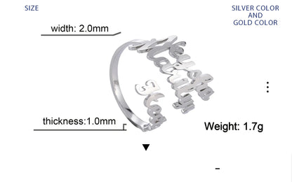 Custom Double First Name Finger Ring For Women Men Personalized Couple Wedding Gift Gold Color Stainless Steel Open Ring Jewelry