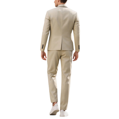 Men's Khaki 2-Piece Suit Regular Fit Single Breasted Blazer with Trousers Casual Business Wedding Gentleman Outfit