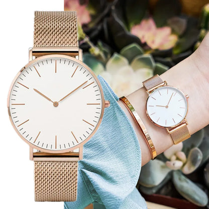Ultra-thin Fashion Watch Women Luxury Metal Mesh Belt Ladies Quartz Wristwatches Minimalist Elegant Woman Watches reloj mujer