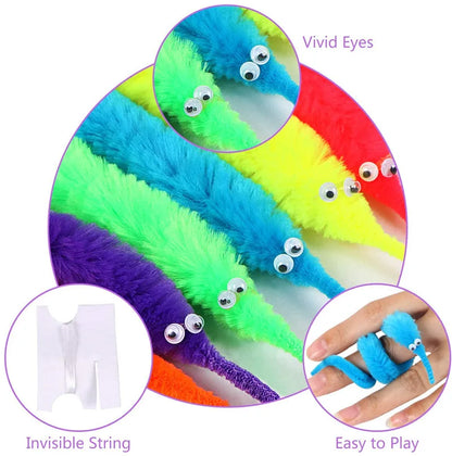 Fuzzy Magic Worm Trick Toys For Kids Wiggly Twisty Worm On a Invisible String Carnival Party Favors Children Magic Props