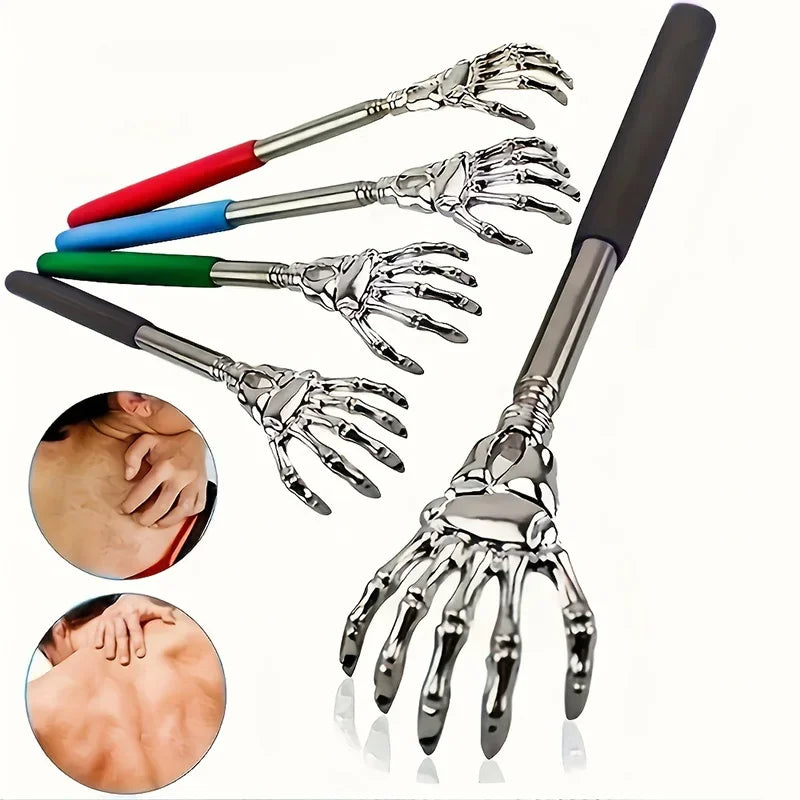 Stainless Steel Adjustable Massage and Tickle Relief Back Portable  Rubber Handle Extendable Telescoping Itch Stick Health Care