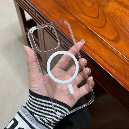 Fashion Anti-Yellow Crystal Clear Phone Case For iPhone 16 15 14 13 12 Pro Max Case for Magsafe Wireless Charging Acrylic Cover