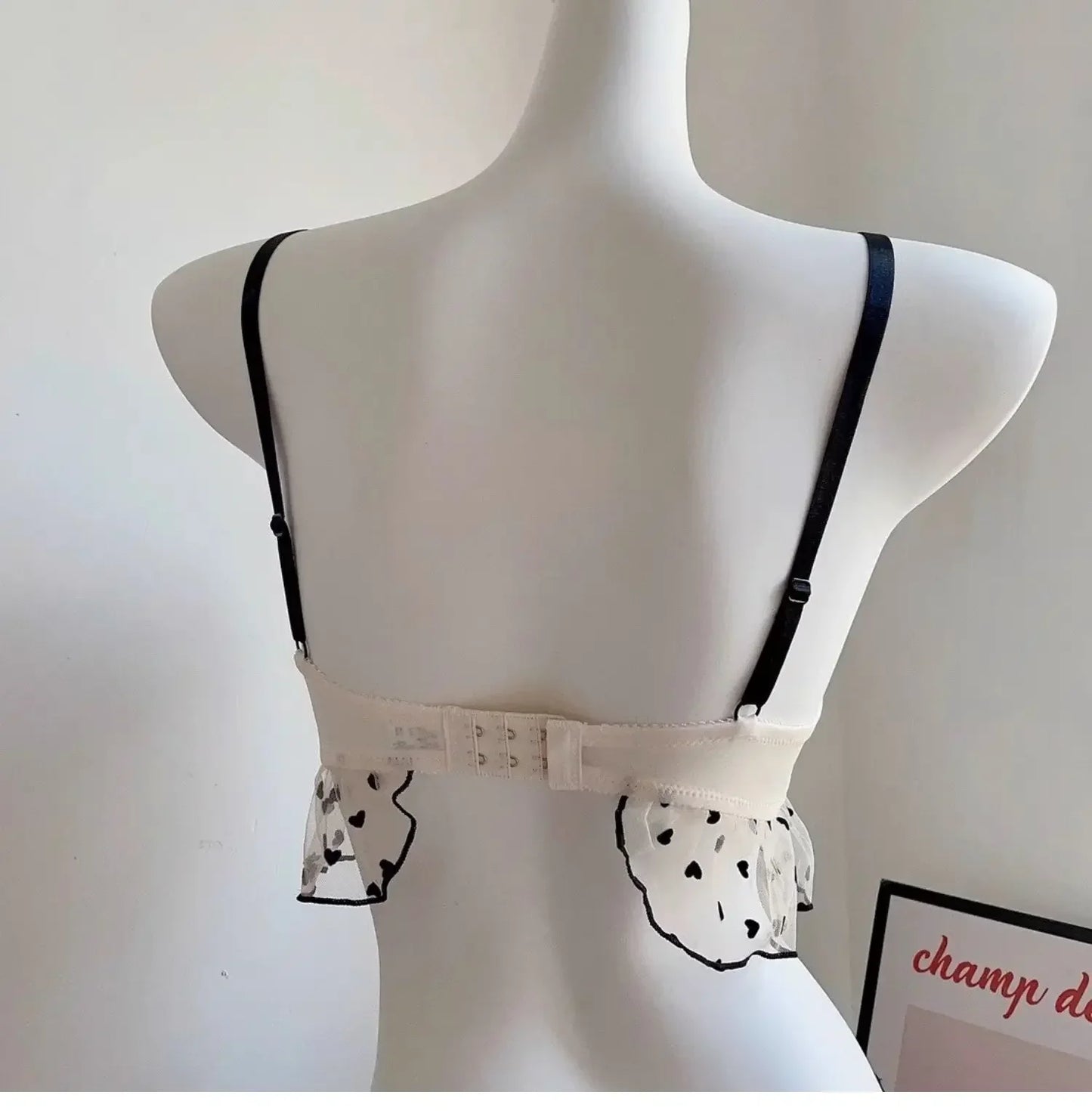 BANERDANNI Simple Light Luxury Love Printed Lace Underwear Set Women's Small Breasts Gather Sexy Pure Desire Sweet Bra Cute Bra