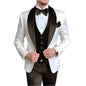Formal 3 Piece Men's Suits Elegant Full Set Single Breasted Shawl Lapel Blazer Party Outwear Homme Costume（Jacket+Pants+Vest)