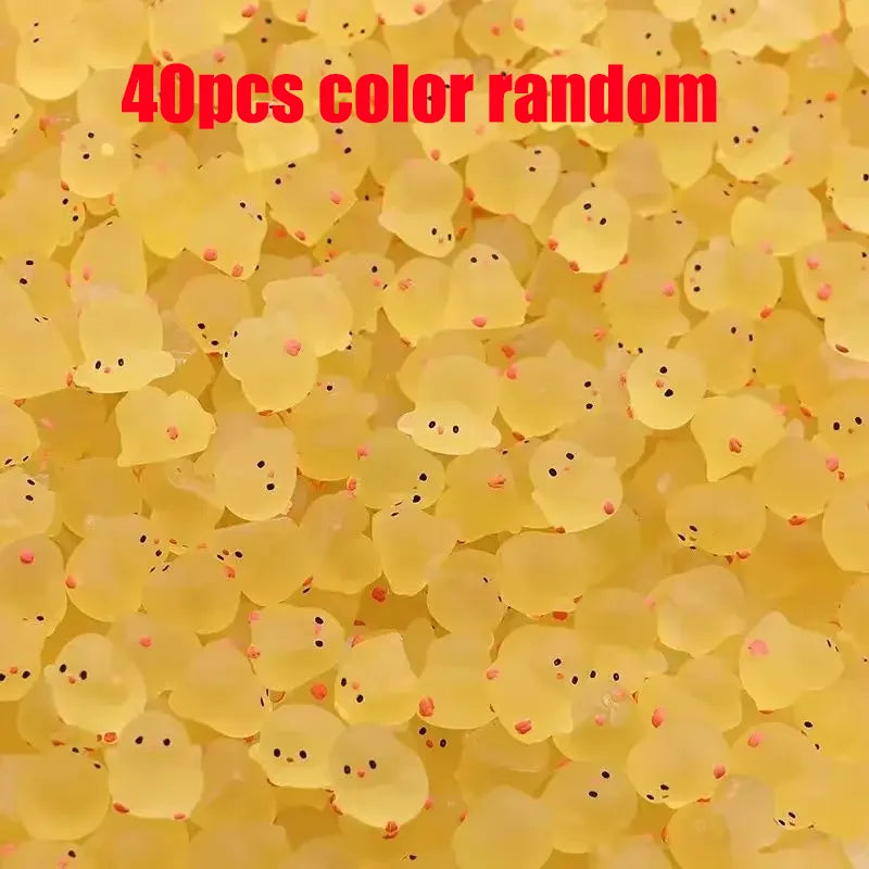 5-40PCS Mini Fluorescence Chicken Moss Toy Microlandscape Miniature Chick Figurines Fairy Garden Accessories Home Decor Crafts