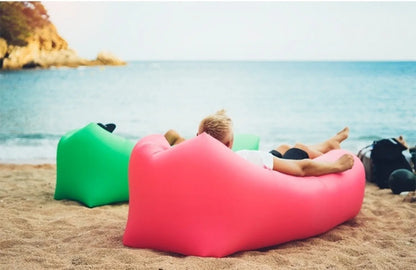 Portable Folding Single Air Sofa Outdoor Fast Inflatable Sofa Bed No Air Pump Required Beach Sleeping Bag Camping Picnic Partner