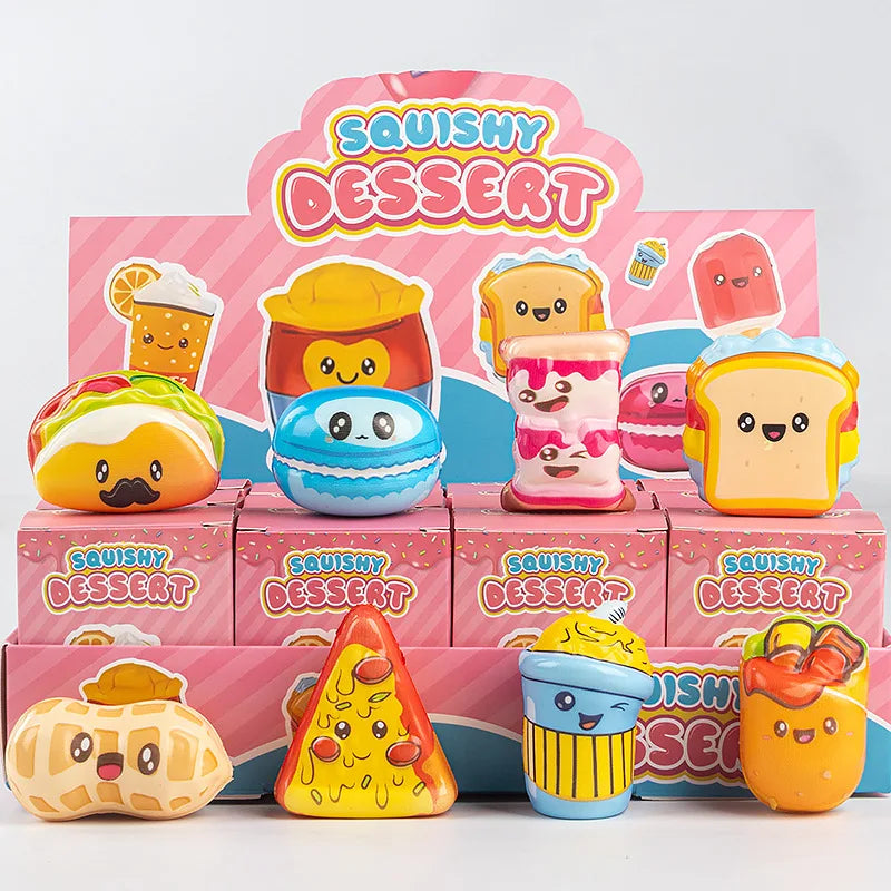 Funny Desktop Ornament Random Squishy Simulation Food Pizza Capybara Stress Ball Accessories Anti-stress Fidget Desk Decoration