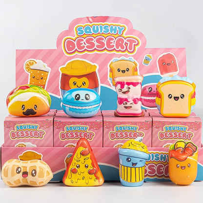 Funny Desktop Ornament Random Squishy Simulation Food Pizza Capybara Stress Ball Accessories Anti-stress Fidget Desk Decoration