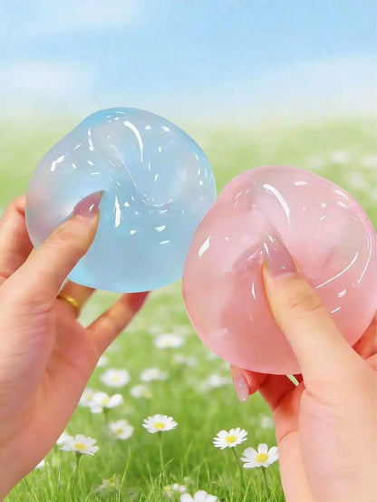 Moldable Slow Rebound Blue Coconut Oil Handmade Squeezing Ball, 6cm Round Malt Stress Relief Squeeze Toy