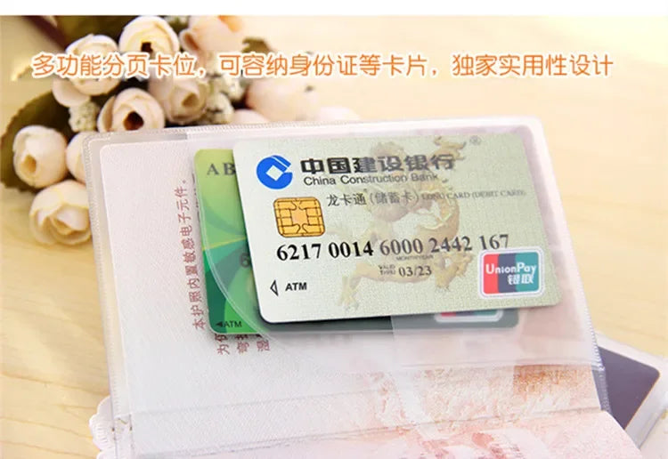 1PCS Travel Dirt Protection Passport Cover Wallet Purse PVC Transparent Women ID Business Credit Card Passport Holder Bag Pouch