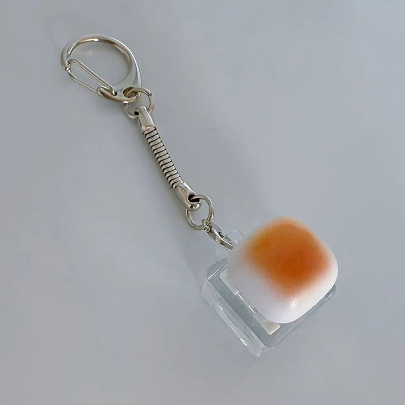 Caramel Bread Stress Relief Keychain Keyboard Button Keycap Backpack Pendant for Student Office Adult 1PC