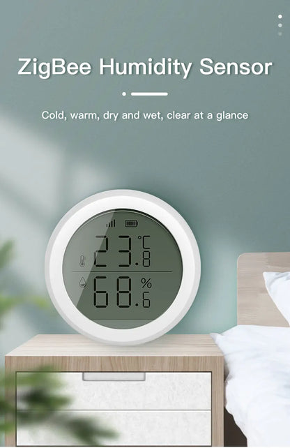 Temperature and Humidity Sensor With LCD for ZigBee Smart life APP Google Alexa Voice Control Support Multi-mode Gateway Option