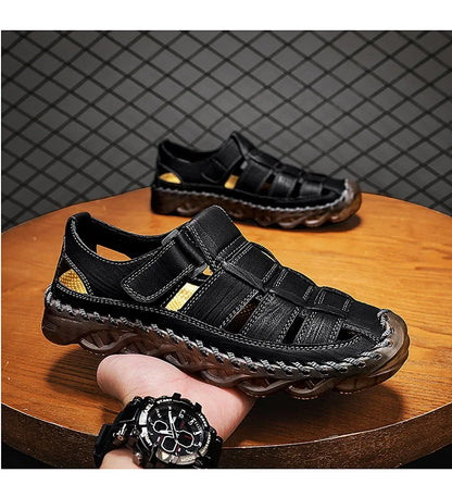 Large Size Summer New Men's Beach Sandals Outdoor Casual Leather Bag Head Wear-resistant Breathable Men's Shoes
