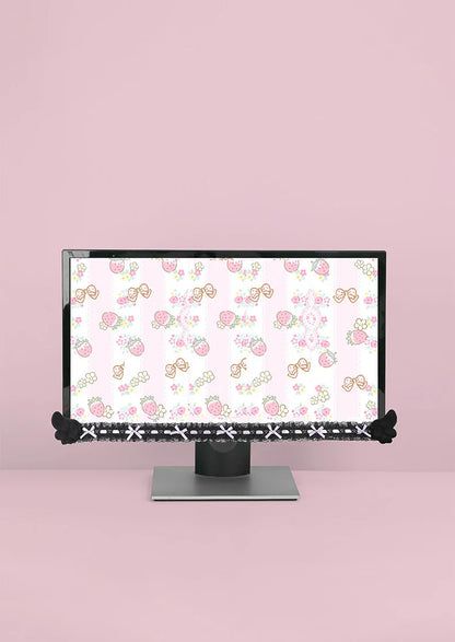 Bow Lace Cute Table Screen Decorative Computer Monitor Decorative Stickers Gaming Room Frame Display Screen Decorative Ornaments