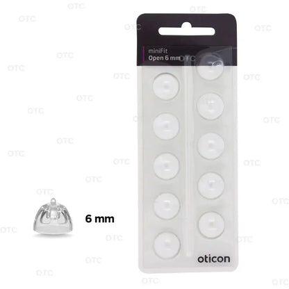 Oticon Minifit Open Domes for Hearing Aids - Replacement Tips in 6mm 8mm 10mm Sizes Compatible with Oticon Models