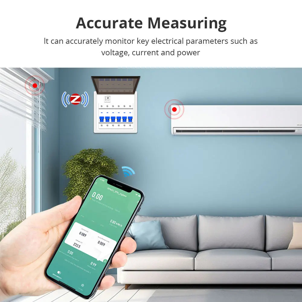 Zemismart Zigbee WiFi 63A MiNi Energy Meter Electric Monitor Sensor Work with Tuya Smart Zigbee2mqtt Home Assistant Homey SPM01
